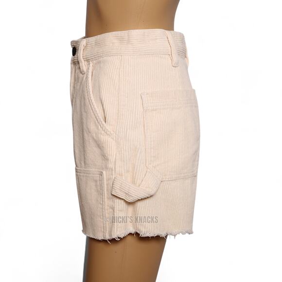PacSun Workwear Corduroy Carpenter Utility Raw Hem Cream Shorts Women’s Size 26 - Picture 4 of 9